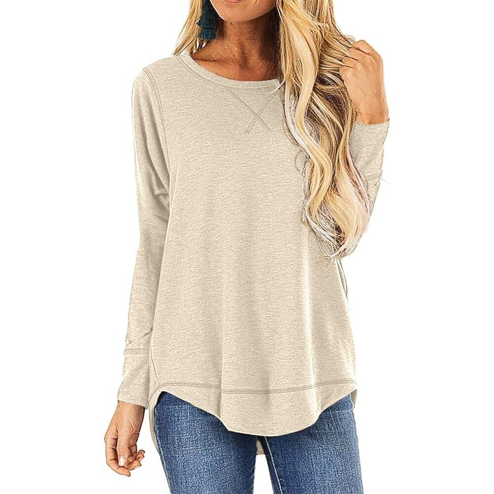 Women Fall Long Sleeve Tunic Top Casual Loose Size Large Rayon Polyester